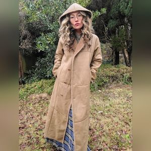 The Fairytale Leather Duster Maxi Coat Tan Brown by Dominic Bellissimo Sz M/L